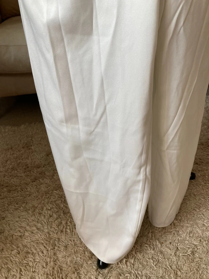 Stylischer Damen Jumpsuit Gr M Creme Weiß Gürtel V-Ausschnitt Gürtel 3/4 Arm - Bild 4 von 4