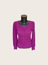 Monsoon Purple Beaded Angora Blend Cardigan Soft Knit Embellished Button Size S