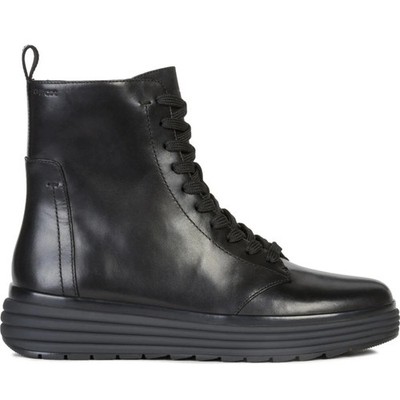 Geox Phaolae Women's Black Leather Ankle Boots Casual D94FDA00043C9999