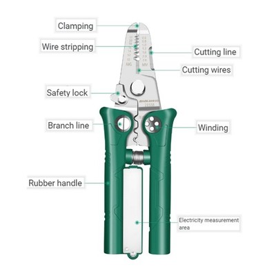 16 Function Electrical Tool Combines Cable Stripper Voltages Detectors Cutting