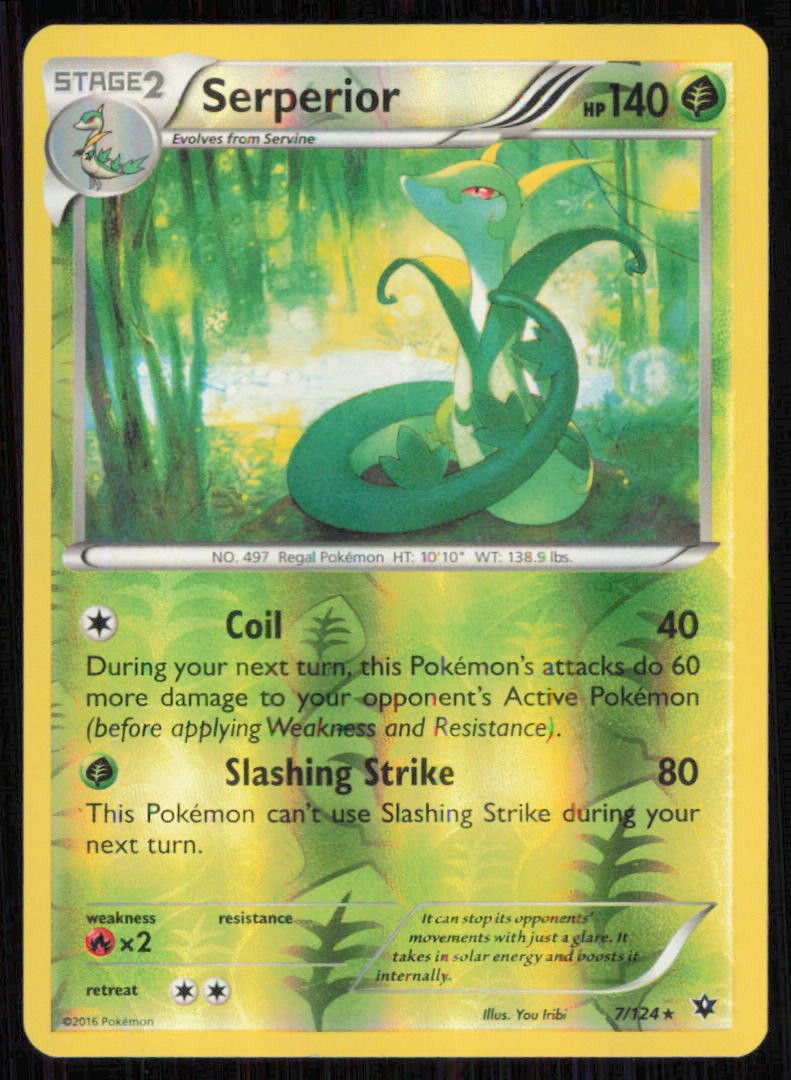 Serperior 7/124 Rare Fates Collide Pokemon Reverse Holo Lightly Played
