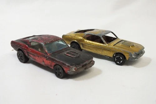 Vtg 1967 Hot Wheels Custom Mustang Red White Int Gold Brown Int Redline Original