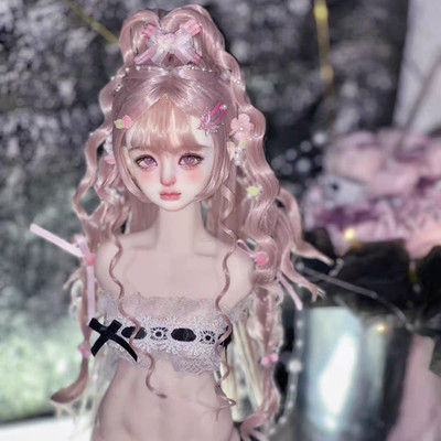 1/3 1/4 1/6 Uncle BJD Long Wig Gray Pink Doll Hair Lovely Style Handmade NEW DIY