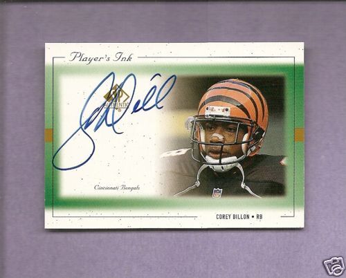 99 SP AUTHENTIC PLAYER'S INK COREY DILLON ON CARD AUTO