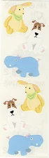 Mrs. Grossman's Stickers - Stuffed Animals - Rabbit, Dog, Hippo - 4 Strips