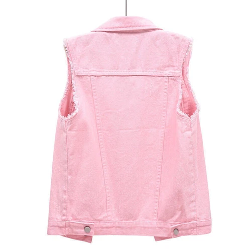 Stretch Cotton Denim Waistcoat Jacket Unisex Jean Gilet Sleeveless Jacket 2024@ - Picture 18 of 22