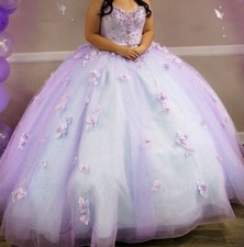 quinceañera ball gown dress purple/blue