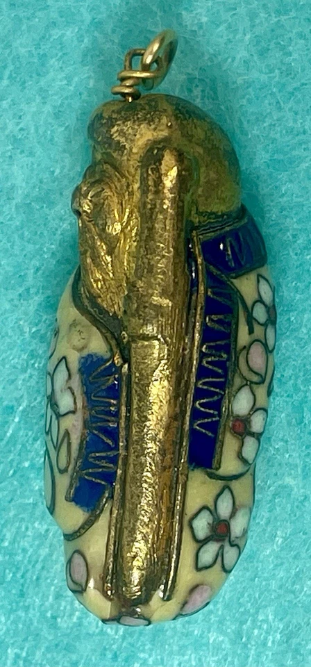 Conta Cloisonne Buddha Priest bronze esmalte chinês 1,5 polegadas vintage Estate - Imagem 4 de 4