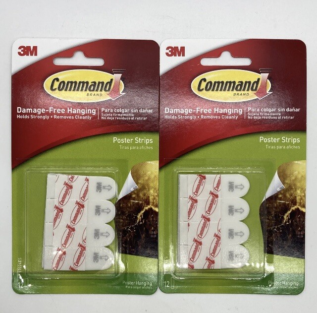 2 Pack - 3M Command Damage-Free Poster Hanging Strips, 24 Total Strips