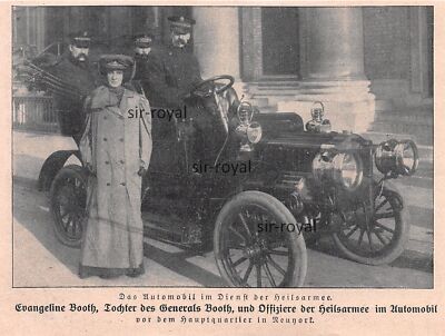 Evangeline Booth - Automobil Heilsarmee - Kraftwagen Auto PKW - 1908 ~13x10cm