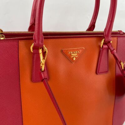 Prada bicolor saffiano leather tote bag w crossbody strap | eBay