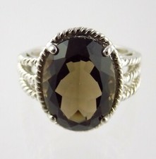 Designer Sterling Silver Oval Cut Smoky Quartz Cocktail Ring 925 Size 6.5 5.9g