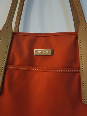 TUMI ラーキン NORA レザートートバッグ　オレンジ Tumi Nylon Orange Tote Handbag, 12x13 w/Double Leather Straps | eBay