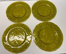 Set of Four Pressed Glass Chargers Olive Motif Made in Italy
