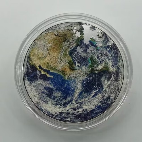 Ciad 2022 TERRA PUZZLE 1 oz moneta d'argento + 4,5 oz rame 5000 franchi - Foto 2 di 3