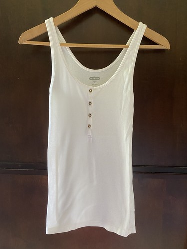 Old Navy Women's White Tank Top Size XS Slim Fit Buttons | eBay