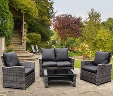 Image of Rattan Garden Furniture Set 4 Seater Outdoor Patio Set Conservatory