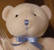 FAO Schwarz Teddy Bear Creamy White Blue Baby Toy Plush Lovey