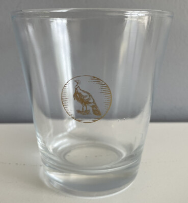 Wild Turkey Kentucky Bourbon Heavy Base Rocks Low Ball Glass Gold Logo VINTAGE