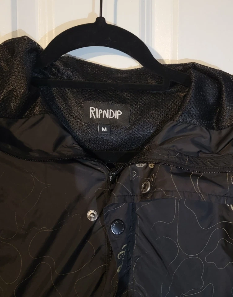 RipNDip Lord Nermal Anorak Windbreaker Men’s Medium Black Hooded Pullover - Image 2 of 4