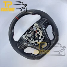 Real Carton Fiber Black Leather Steering Wheel Fit For Ford Explorer 2016-2019