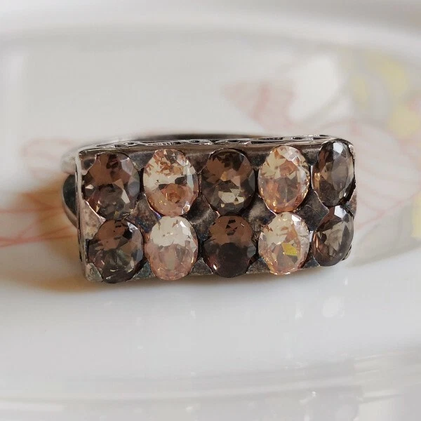 Bague Pierre Naturelle Quartz Fumé – Argent Massif 925 Plaqué Or 22 Carats – Fait Main