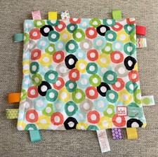 Bright Starts Taggies Lovey Baby Security Blanket Multi Color Circles 12"x12''