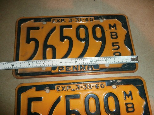 2 Vintage PA Pennsylvania Motor Boat License Plates 1959 MB 56599 - Picture 2 of 7