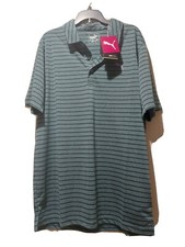 New Mens Puma Rotation Stripe Golf Polo Medium M Ponderosa Pine