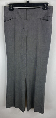 Express Dress Pants Womens 6 Black White Editor Wide Leg Stretch Pockets