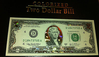 Crisp Bill Gift Currency. 22K Gold $1 Dollar Framed Bill Hologram Colorized