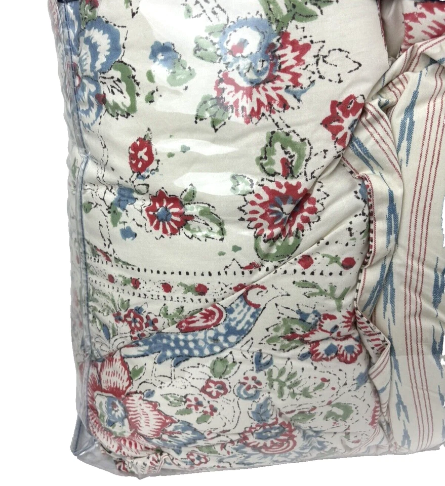 Juego de edredón floral RALPH LAUREN QUEEN Lucie fundas azul rojo crema Foto 3 de 4