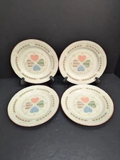 Tienshan Heartwarming Folkcraft Stoneware Hearts Salad Plates Set of 4