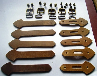 LEDERECKE KONSTANZ Lederriemen Set mit Schnalle Messing Nieten 5 Pack Zum selber basteln 20mm beige