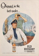 1955 Print Ad Old Hickory Straight Bourbon Whiskey Couple on Sail Boat