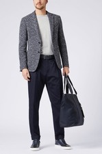 Hugo Boss Men's Nold 1 Slim Fit 2-Button Tweed Blazer Navy Blue Size 38R