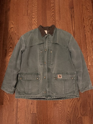 #ad #ad Vintage Carhartt C10 HTG Blanket Lined Chore Barn Coat Mens XL Green Faded $139.50
