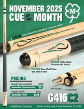 McDermott G416 C2 Pool Cue w/ 12.75mm G-Core Shaft, COTM, FREE HARD CASE