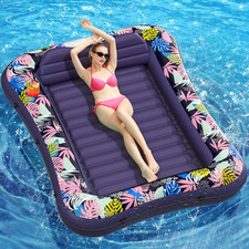Inflatable Tanning Pool Lounger, 75" X 51", Large, Purple