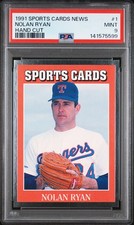 1991 ALLAN KAYE'S SPORTS CARDS NEWS MAGAZINE HAND CUT #1 NOLAN RYAN PSA 9
