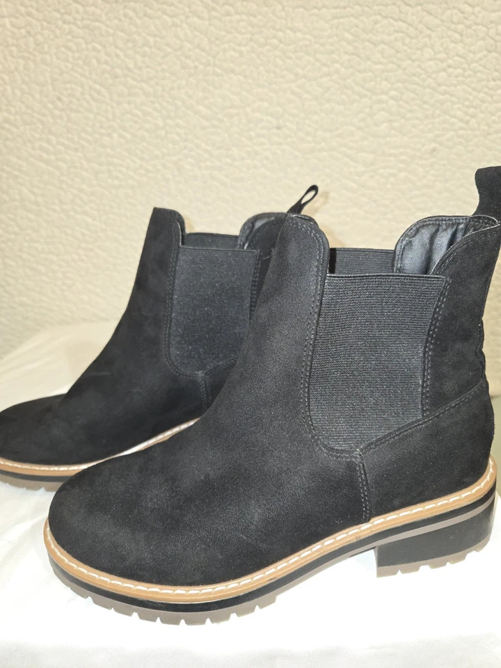 Botas Chelsea KENSIE para mujer negras de microfibra Khai tacón bloque talla 7 Foto 4 de 4