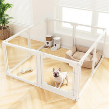 Clear Acrylic Dog Play Pen Indoors,24" Puppy Playpen 8 Planels 