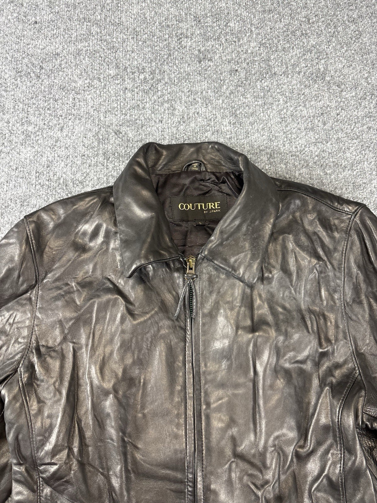 Vintage Couture by J Park Black Bomber Lamb Leather Jacket • Men’s Size Large - second product detail image