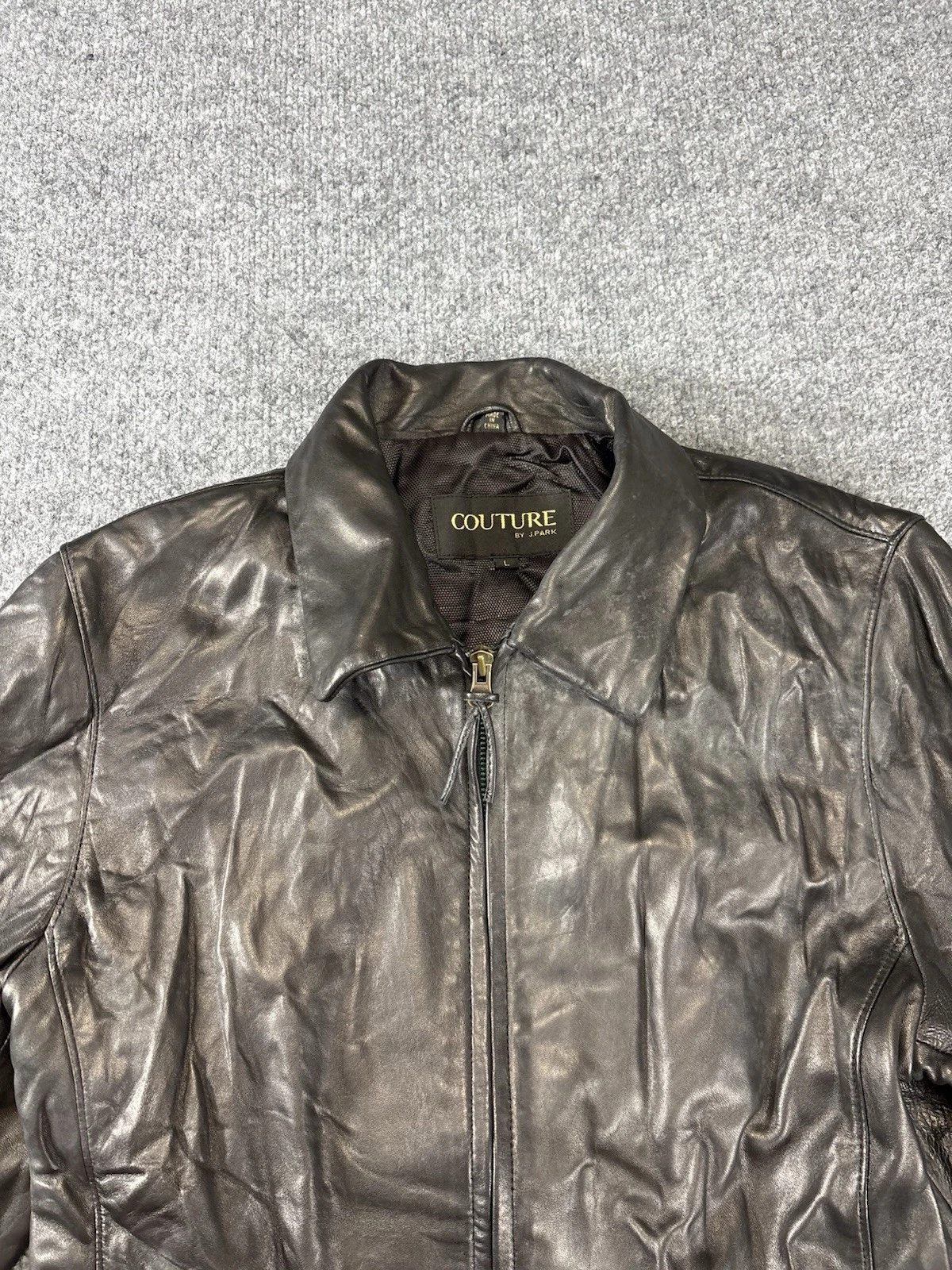 Vintage Couture by J Park Black Bomber Lamb Leather Jacket • Men’s Size Large image 2