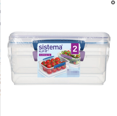 #ad Sistema Klip It 2L Plastic Food Storage Containers Blue Set of 2 $9.22