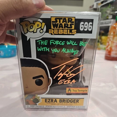 Funko Pop! Star Wars Rebel Ezra Bridger  Auto Taylor Gray JSA w/ stack & insert