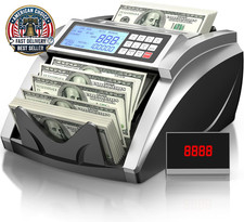 Money Counter Machine with Value Bill Count, Cash Counter for Dollar, Euro with