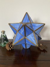 Vintage Stained Glass Moravian Star Light Shade Rare Celestial Bohemian FREE P&P