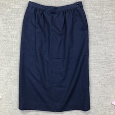 Vintage Pendleton Skirt Womens 8 Blue Wool Midi High Rise Lined Slit USA 80s