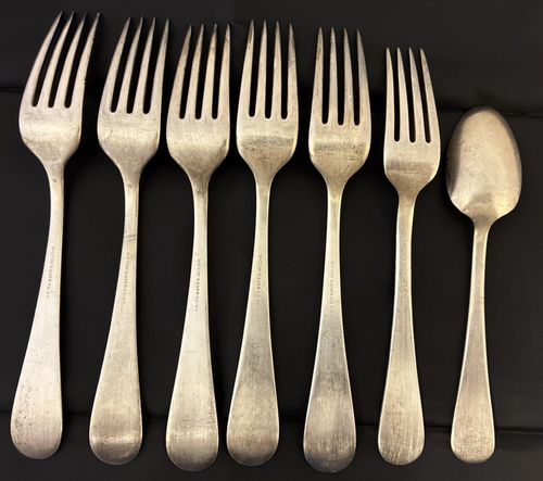 lot of 15 vintage dinner forks Knives spoons Silver Tone craft supply Victor S - Picture 3 of 7